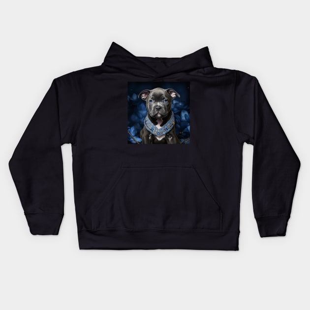 Royal American Bully puppy Kids Hoodie by Enchanted Reverie